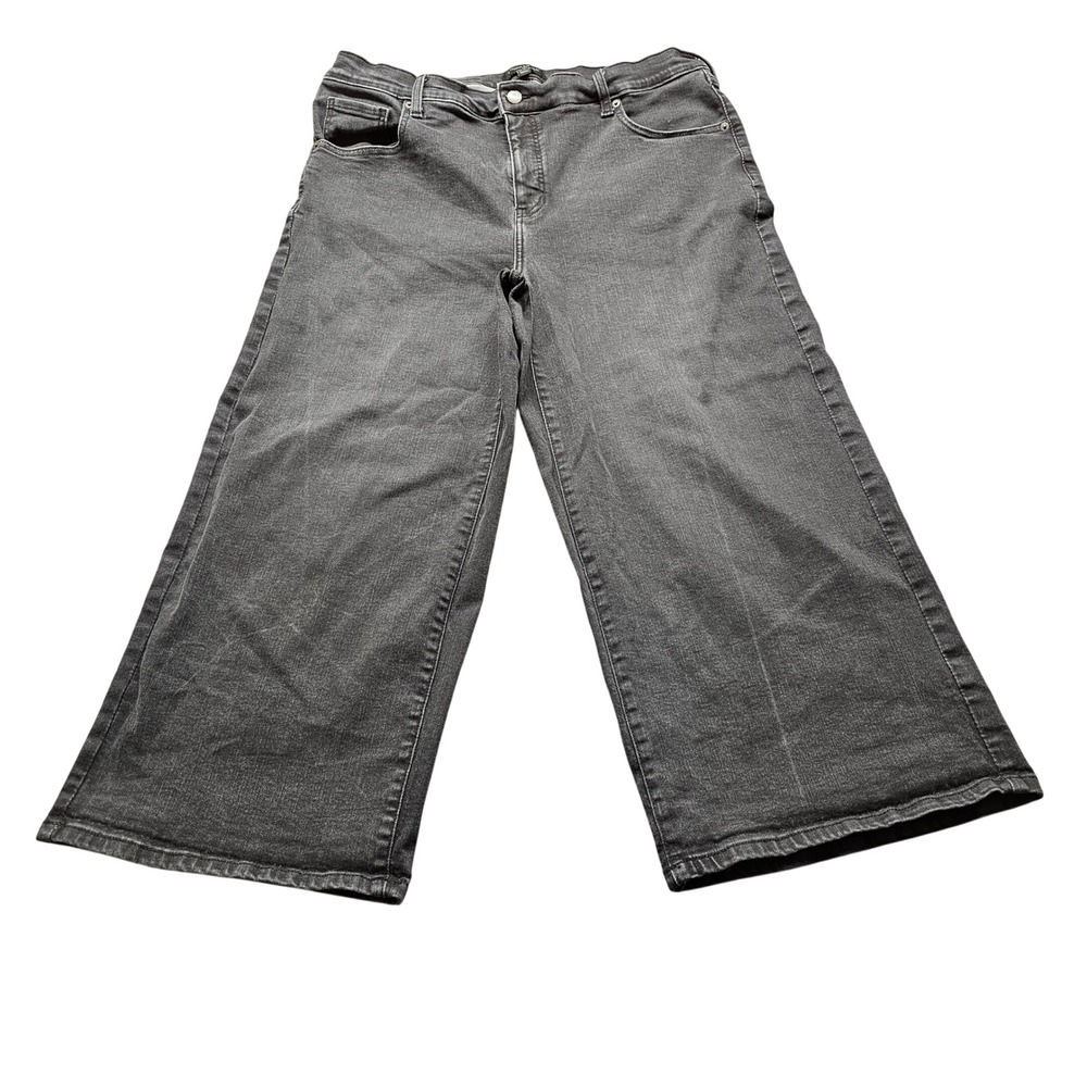 Banana Republic Wide Leg Crop Jeans Womens 32 Gray High Rise Stretch Denim 5247